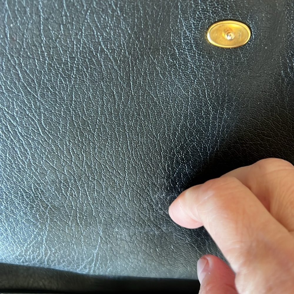 VTG 60s Ronay Black Patent Leather Tote Bag Large Laptop Case Structured Gold - Picture 14 of 14